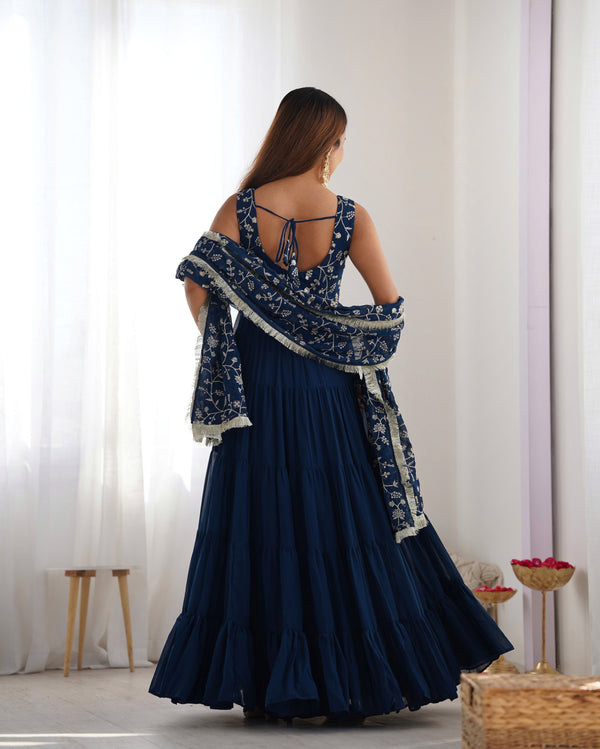 Saloni Blue Georgette Designer Anarkali Gown