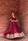 Zareena Maroon Anarkali Suit Set
