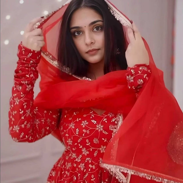 Radiant Ruby Premium Anarkali Suit Set