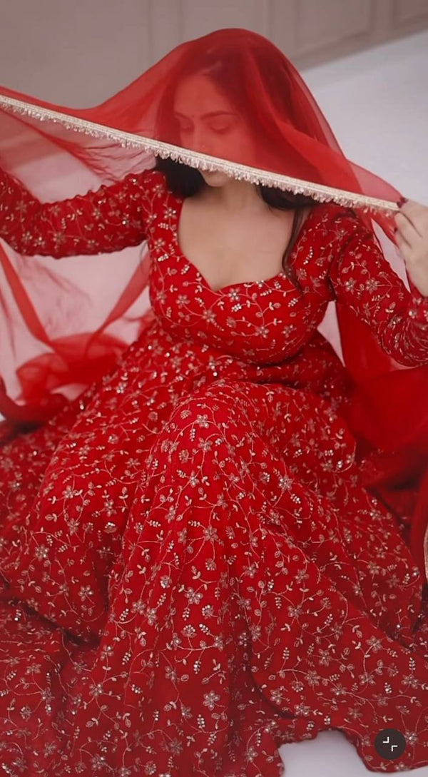 Radiant Ruby Premium Anarkali Suit Set