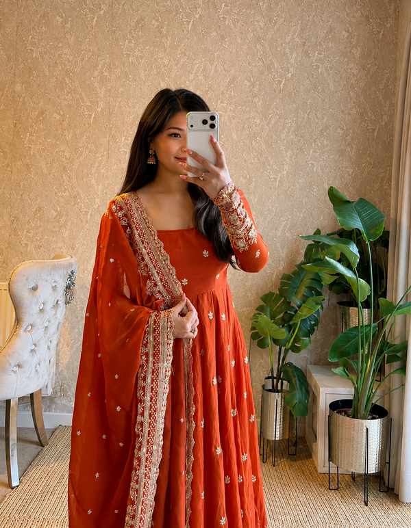 Diya Fenta Embroidered Anarkali Suit Set with Dupatta