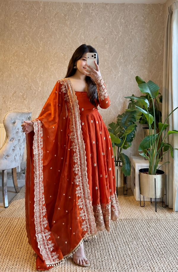 Diya Fenta Embroidered Anarkali Suit Set with Dupatta