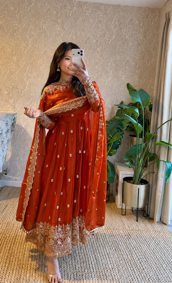 Diya Fenta Embroidered Anarkali Suit Set with Dupatta