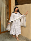 Classic Ivory Floral Anarkali with Dupatta