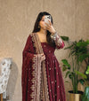 Diya Maroon Embroidered Anarkali Suit Set with Dupatta