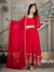 Royal Red Embroidered Anarkali Suit Set with Dupatta