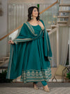Traditional Rama Anarkali Gown with Heavy Embroidery