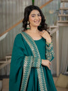 Traditional Rama Anarkali Gown with Heavy Embroidery
