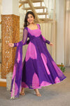 Graceful Purple And OrangeFlared Ethnic Suit Set