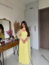 Mahi Pastel Yellow Embroidered Anarkali Suit Set with Dupatta