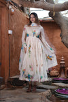 White Floral Printed Designer Anarkali Suit Set with Dupatta