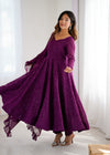 Wine Embroidery Heavy Fox Georgette Anarkali Gown
