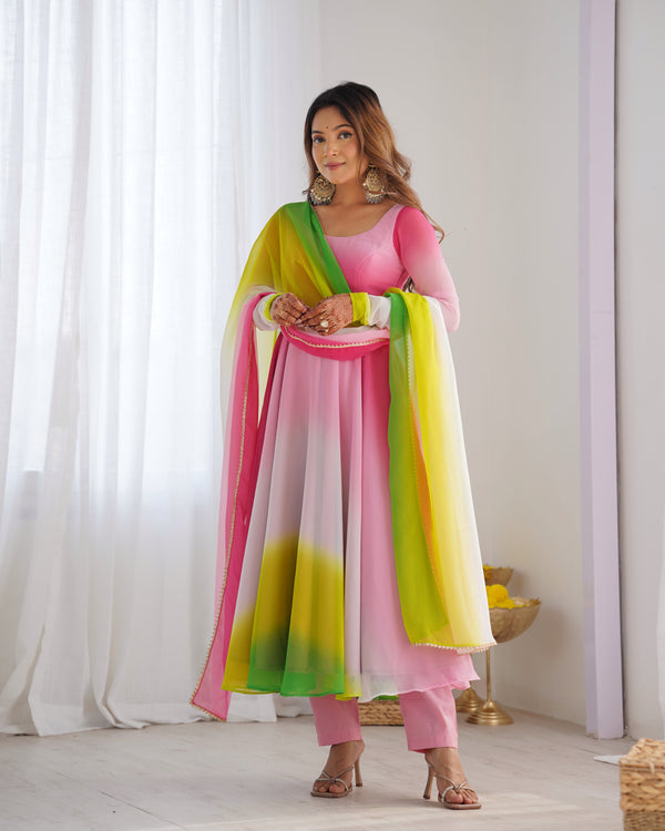 Trending Multi Colour Pure Georgette Anarkali