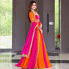 Royal Orange & Pink Embroidered Anarkali Gown with Dupatta