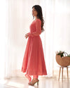Peach Embroidery Heavy Fox Georgette Anarkali Gown