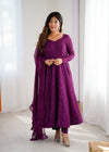 Wine Embroidery Heavy Fox Georgette Anarkali Gown