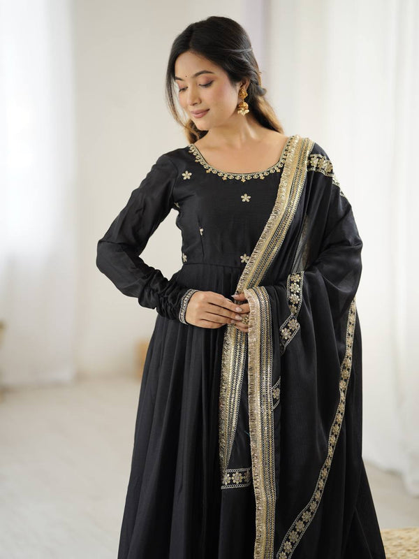 Neha Black Premium Anarkali Suit Set