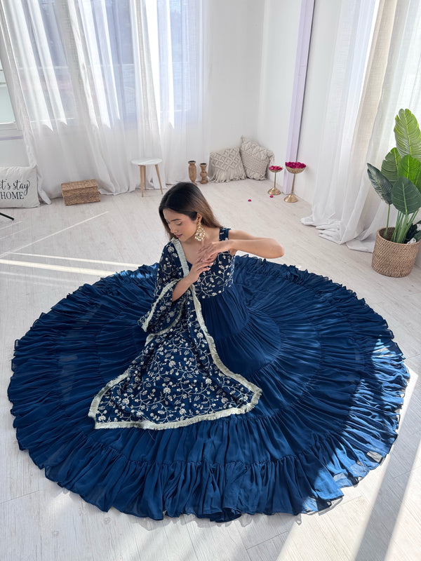 Saloni Blue Georgette Designer Anarkali Gown