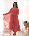 Peach Embroidery Heavy Fox Georgette Anarkali Gown