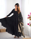 Burgundy Black Pure Soft Roman Silk Kalamkari Anarkali Gown