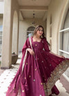 Meera Wine Embroidered Anarkali Suit Set with Dupatta