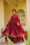 Elegant Flared Anarkali Suit with Embroidered Dupatta
