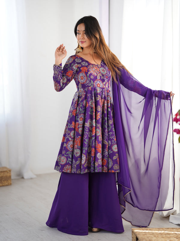 Nilam Purple Kediya Style Designer Plazzo Pair