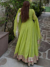 Lime Green Flared Anarkali Suit Set with Dupatta