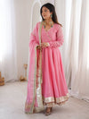 Lime Pink Flared Anarkali Suit Set with Dupatta