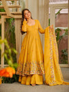 Nilam yellow Embroidered Anarkali Suit Set