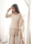 Royal Ivory Punjabi Suit with Embellished Dupatta