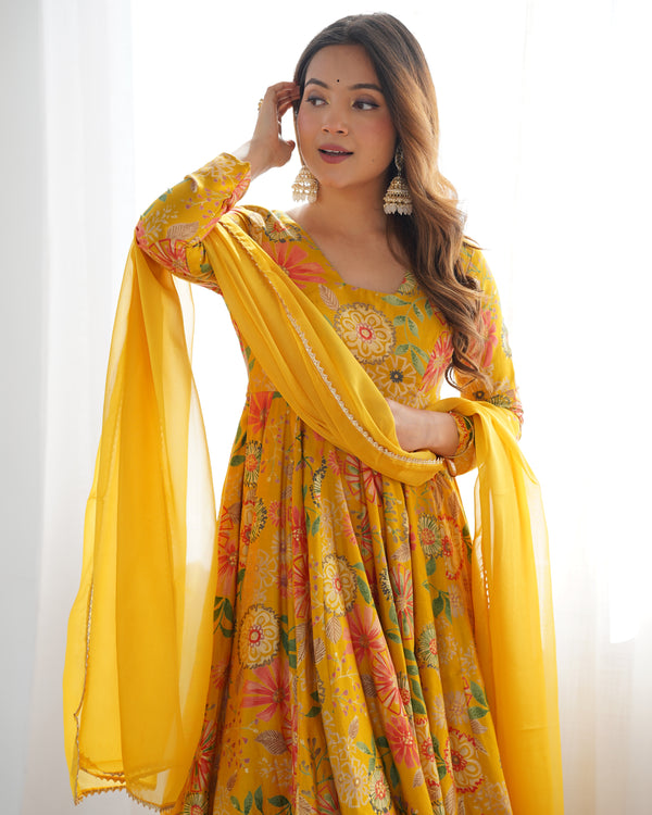 Nilam Yellow Kediya Style Designer Plazzo Pair