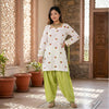 Kiara White & Lime Green Embroidered Kurta Pant Set with Dupatta