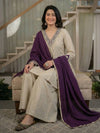 Aarini Embroidered Kurta Palazzo Suit Set with Purple Dupatta