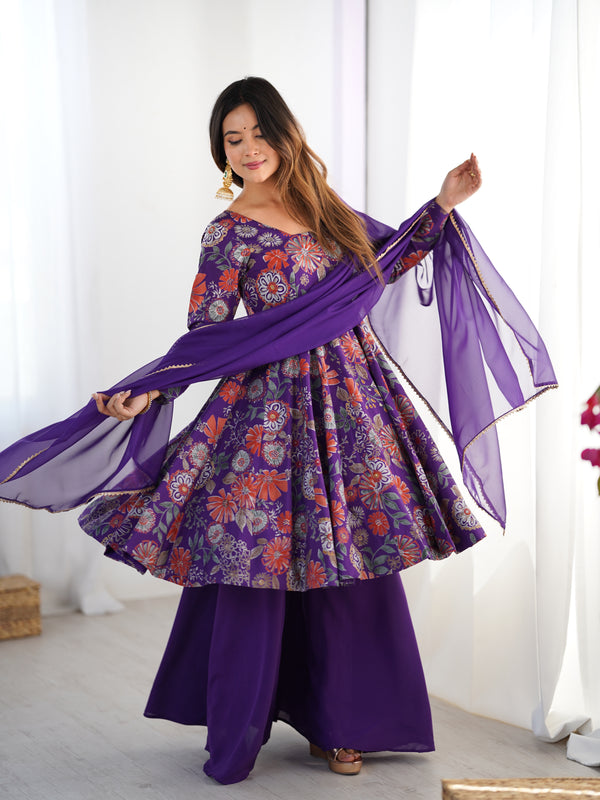 Nilam Purple Kediya Style Designer Plazzo Pair