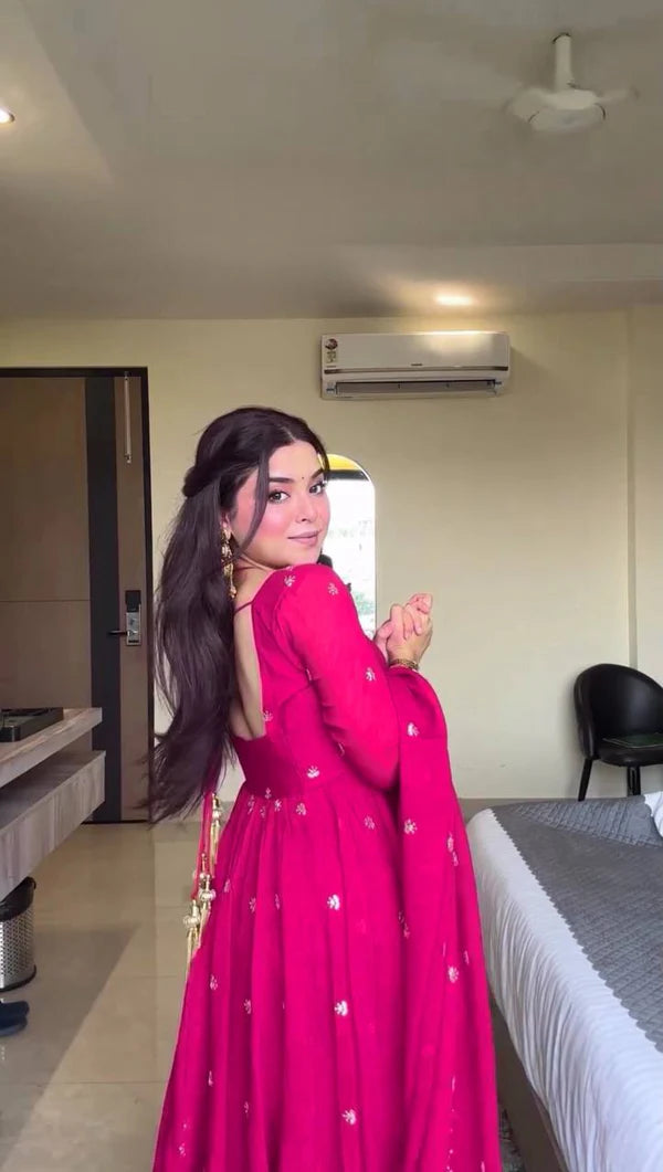 Classic Pink Anarkali Suit Set