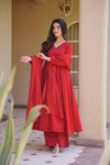 Meher Red And Pink Designer Anarkali Kurta Palazzo Suit Set