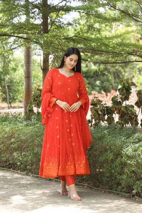 KESHVI'S ORANGE COLOURED ANARKALI SUIT SET SC 05