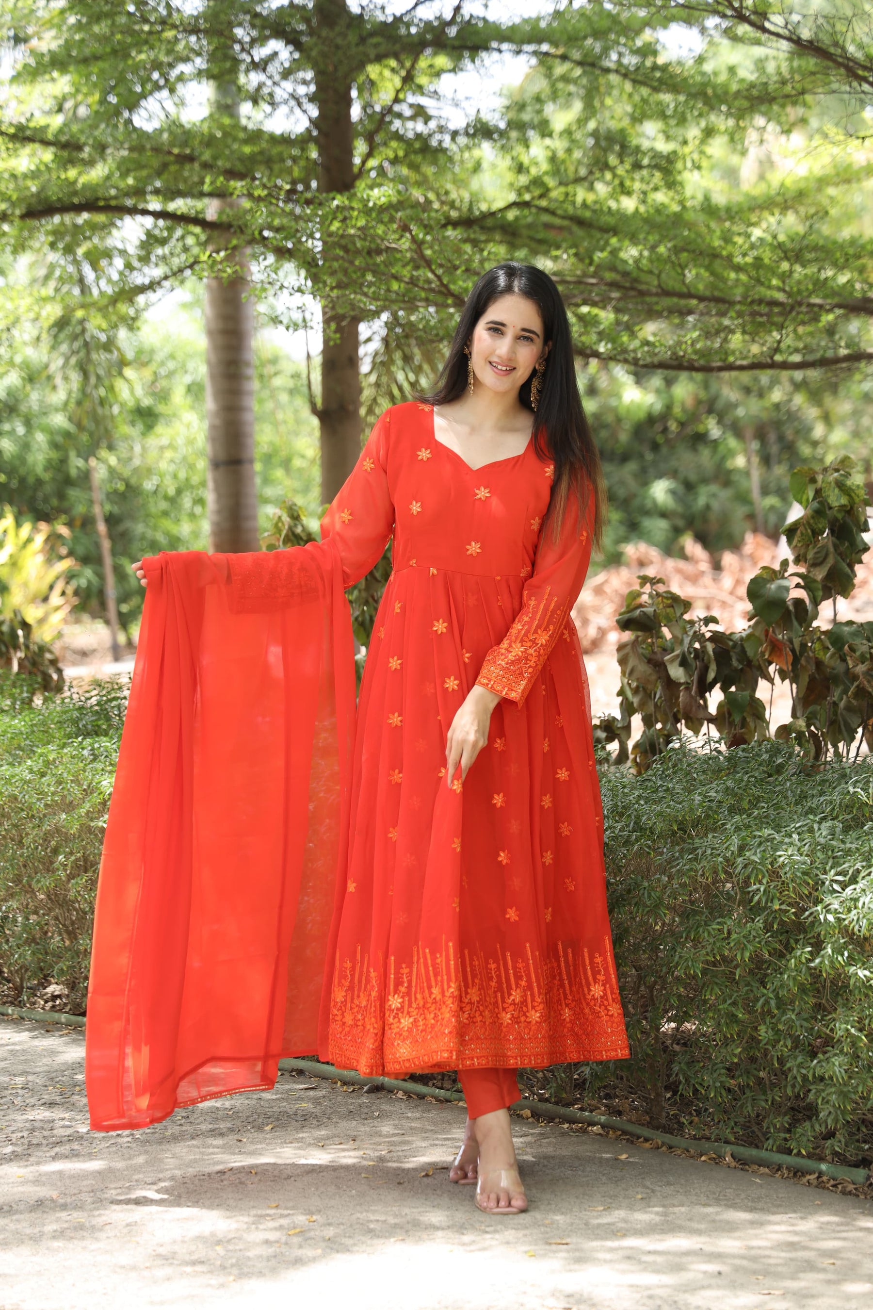 KESHVI'S ORANGE COLOURED ANARKALI SUIT SET SC 05