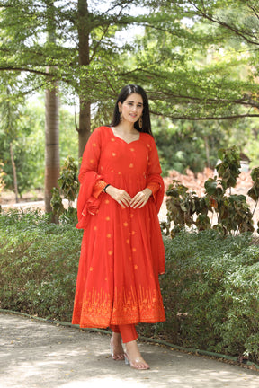 KESHVI'S ORANGE COLOURED ANARKALI SUIT SET SC 05