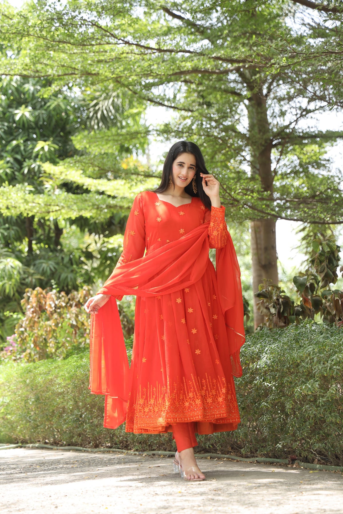 KESHVI'S ORANGE COLOURED ANARKALI SUIT SET SC 05