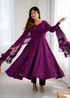 Wine Embroidery Heavy Fox Georgette Anarkali Gown