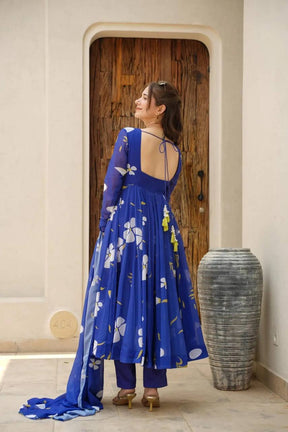 ROHINI BLUE FLORAL GEORGETTE SET 6011