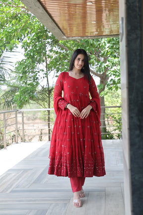 RUKMANI'S MAROON COLOURED ANARKALI SUIT SET SC 09