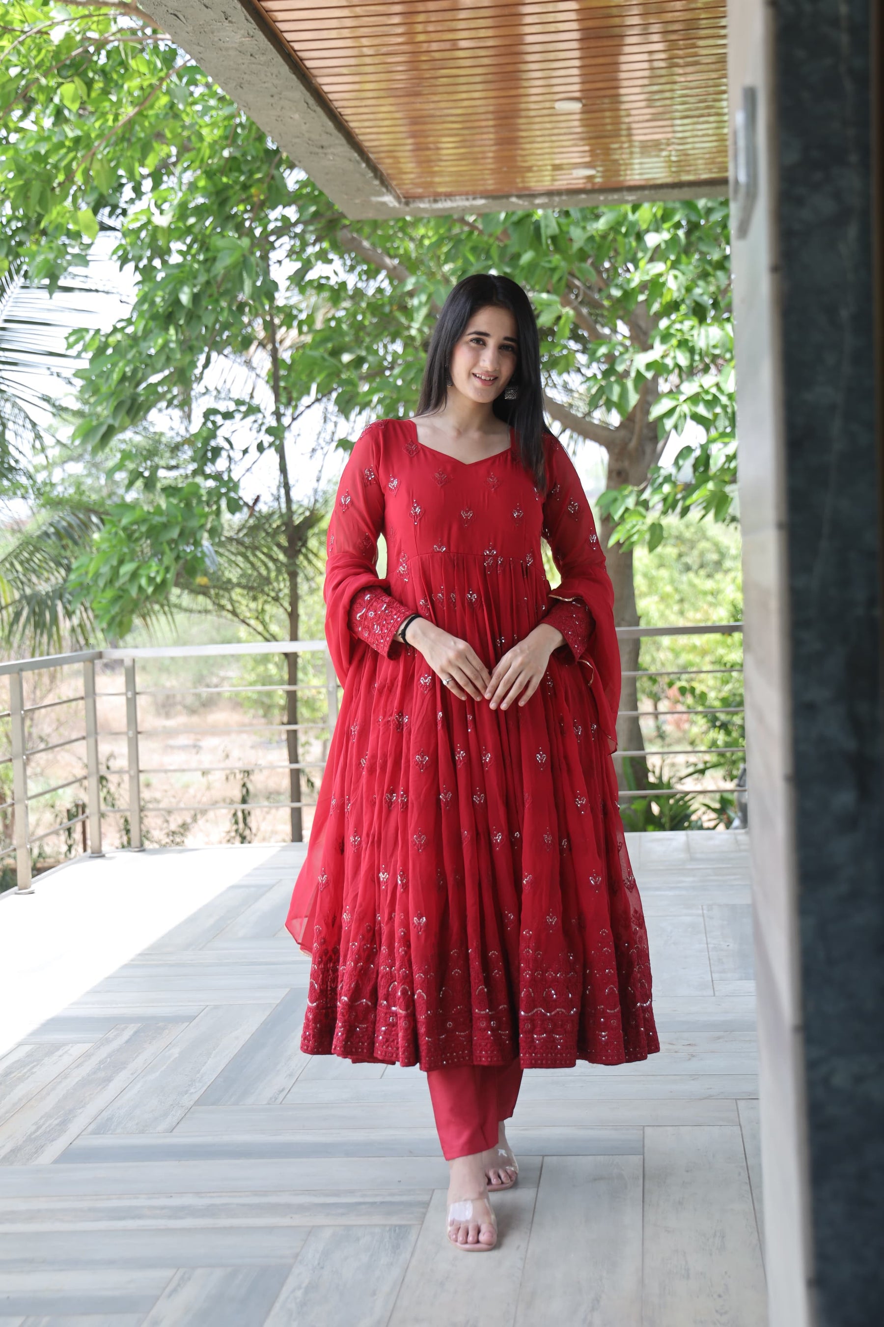 RUKMANI'S MAROON COLOURED ANARKALI SUIT SET SC 09