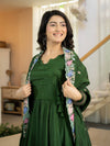 Women’s Dark Green Designer Anarkali Suit Set with Dupatta