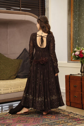 BLACK EMBROIDERED GEORGETTE SUIT SET 101