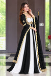 Royal Black & White Embroidered Anarkali Gown with Dupatta