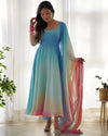 Light Pestle Rainbow Colored Heavy Fox Georgette Anarkali Gown