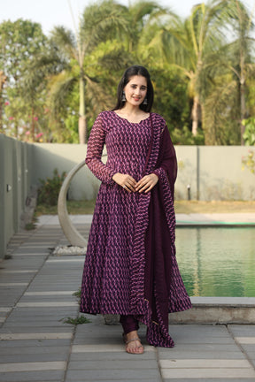 DHARANI'S WINE COLOURED ANARKALI SUIT SET SC 12